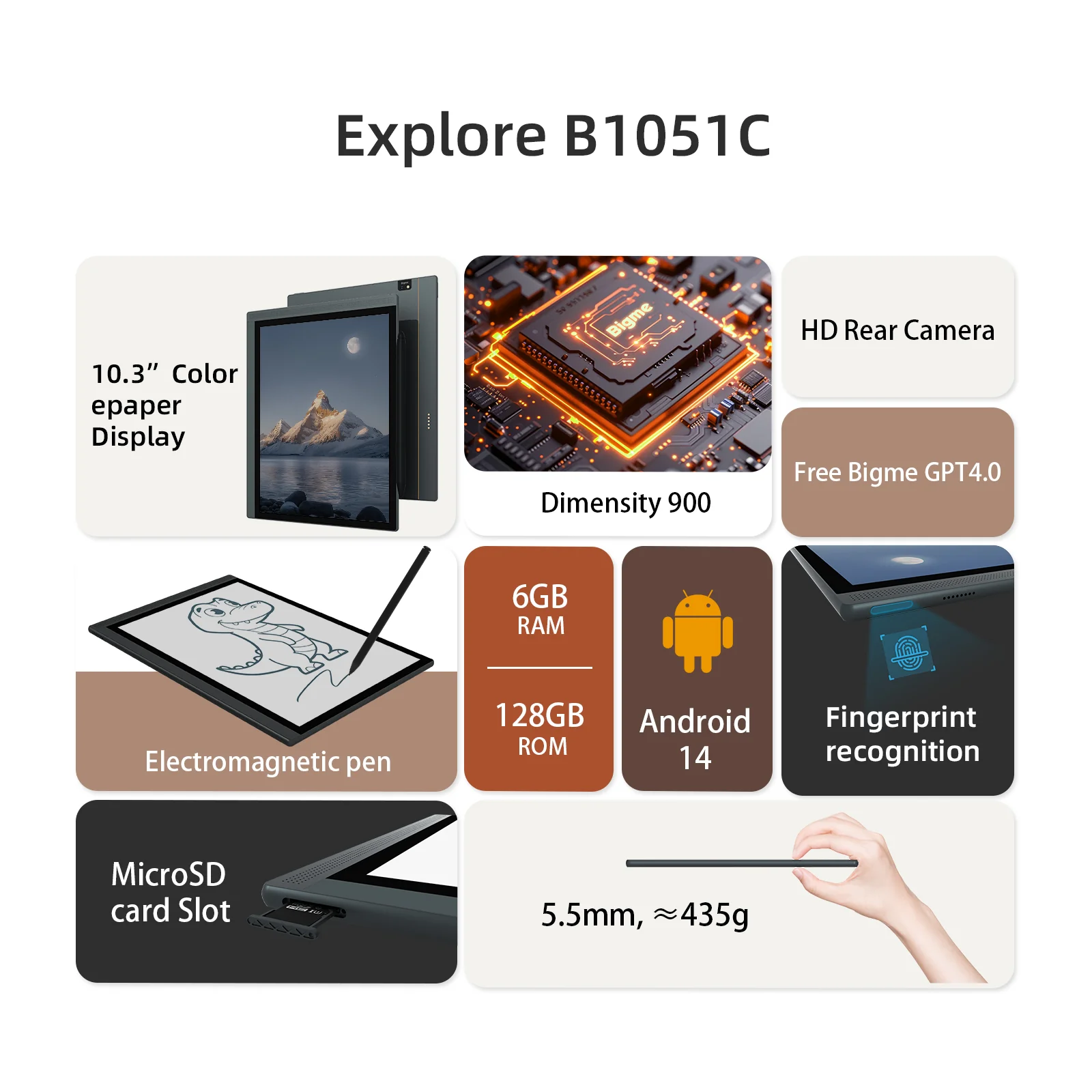Bigme B1051C--Ultra-thin Color E ink Tablet with Android 14OS - Image 3