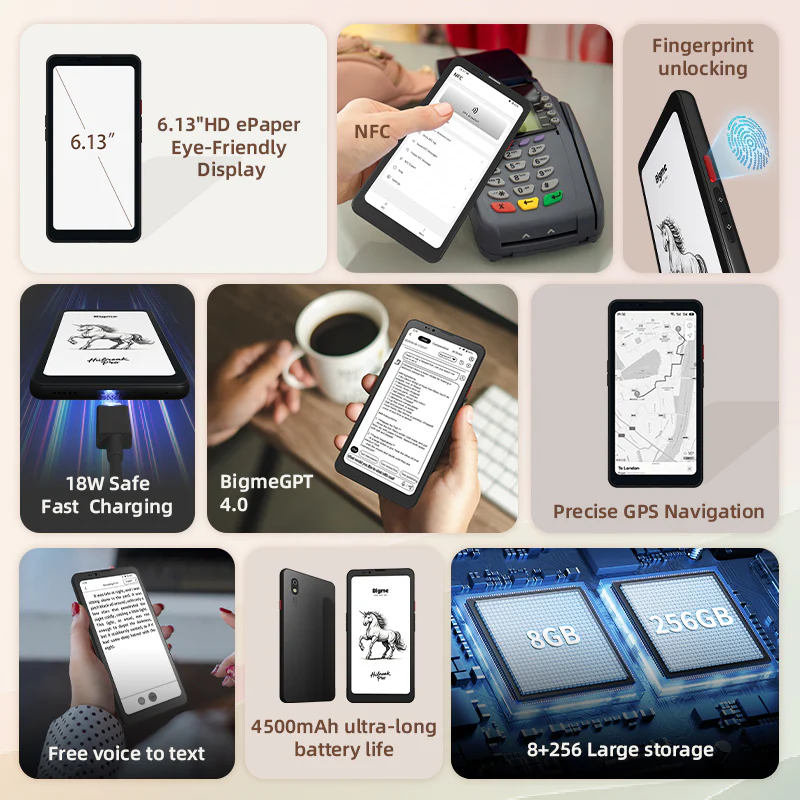 Bigme Hibreak Pro 4G/5G ePaper smartphone Black - Image 6