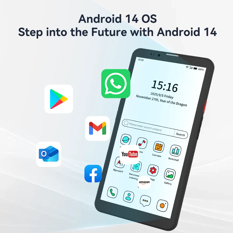 Android 14 Hibreak pro Color 6'' E ink Eye-Friendly Smartphone with 4G&5G connection - Image 4