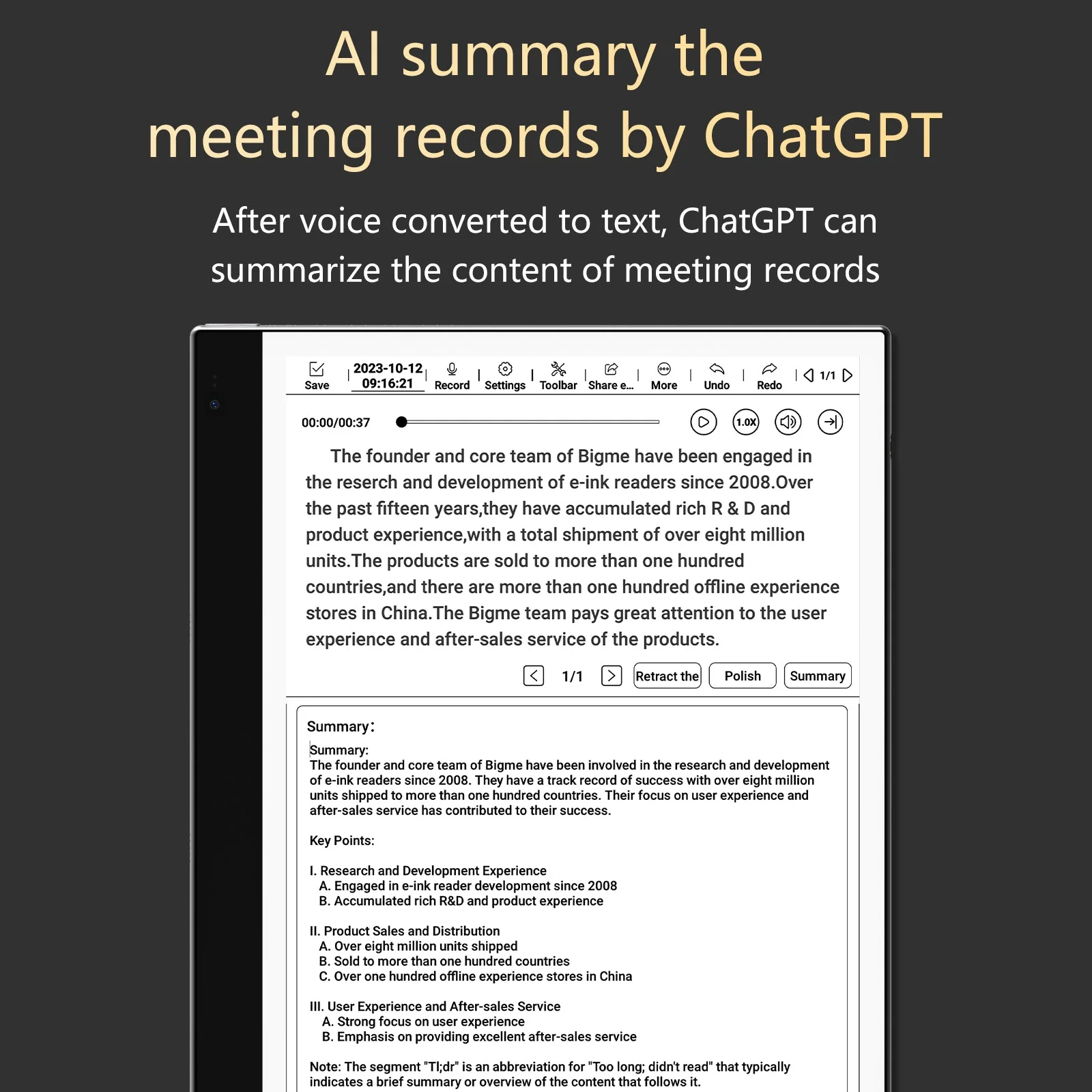inkNoteS--10.3'' Black&White E reader - Image 4